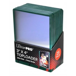 ULTRA PRO 3" X 4" Ultra Clear Green Border Toploader 35pt (25-ne pakk)